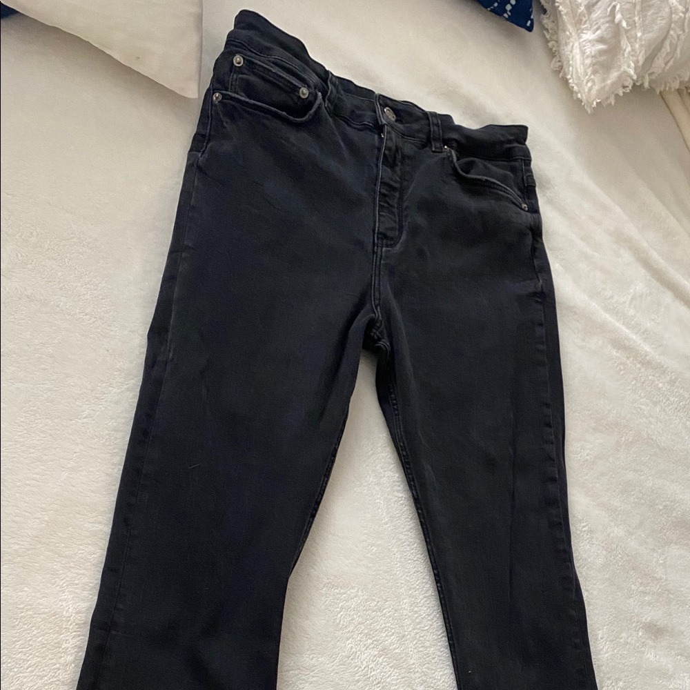 Zara Skinny Black Distressed Hem Jeans